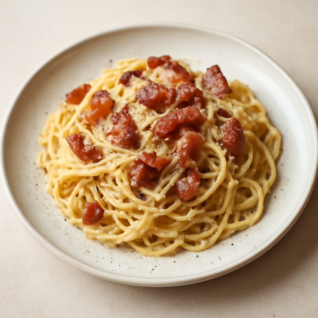 Spaghetti pepe pecorino e guanciale croccante