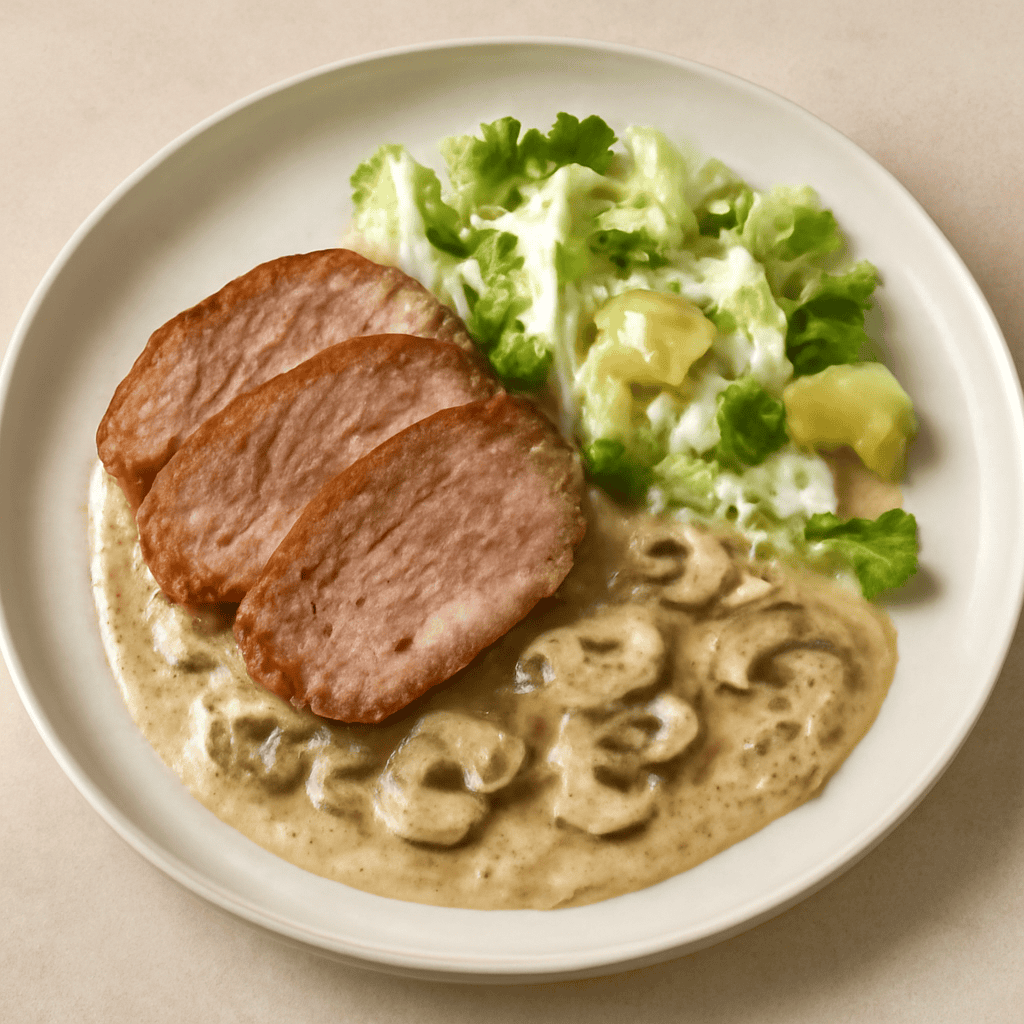SPALLA DI SUINO SU CREMA AI FUNGHI E INSALATINA ALLO YOGURT