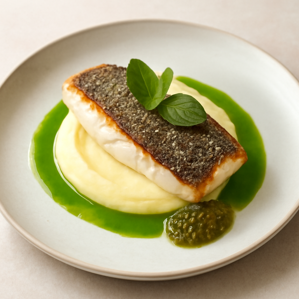 Spigola alla menta con caviale di cedrata