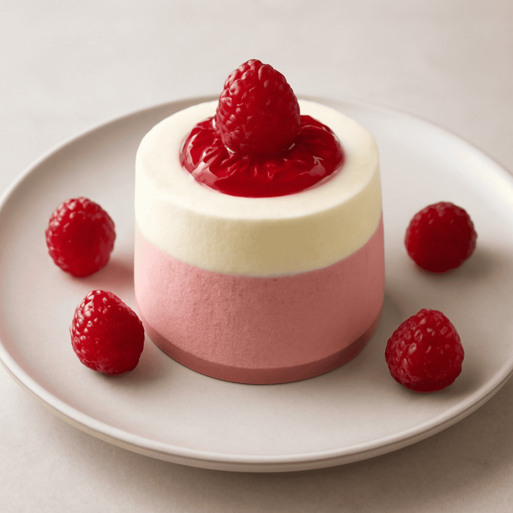 Spumoso alla fragola e yogurt con inserimento al lampone
