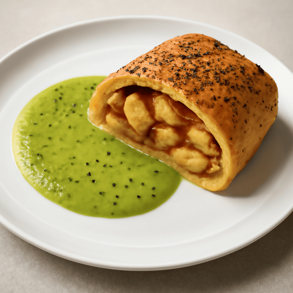 Strudel di mele ai semi di papavero con crema al kiwi