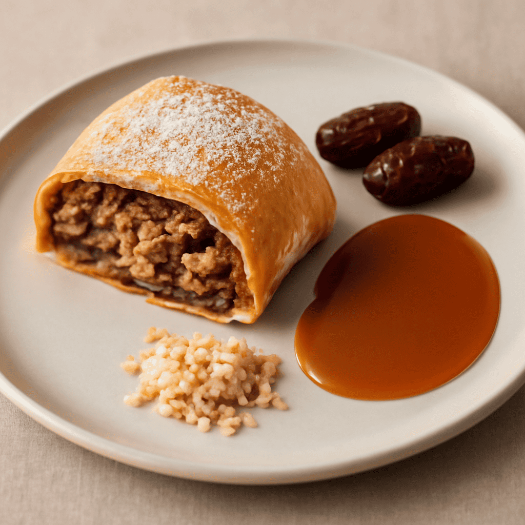 Strudel hai datteri con salsina al caramello