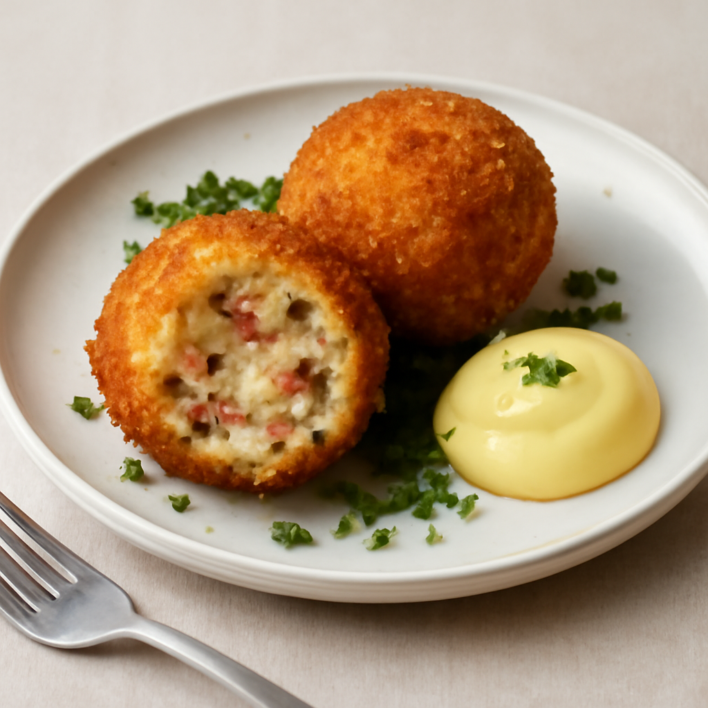 Supplì di patate ripieni di emmenthal e speck