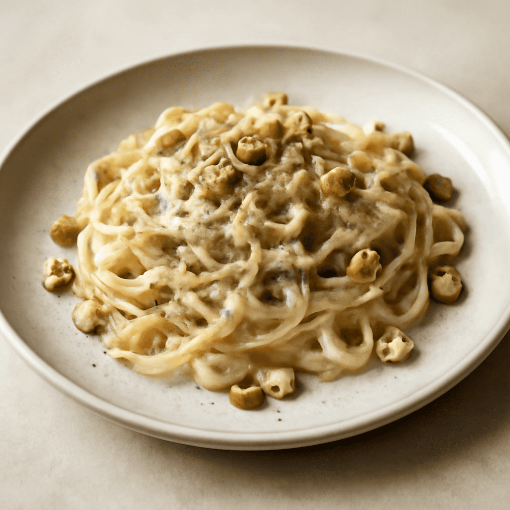 Tagliatelle con panna tartufo e nocciole