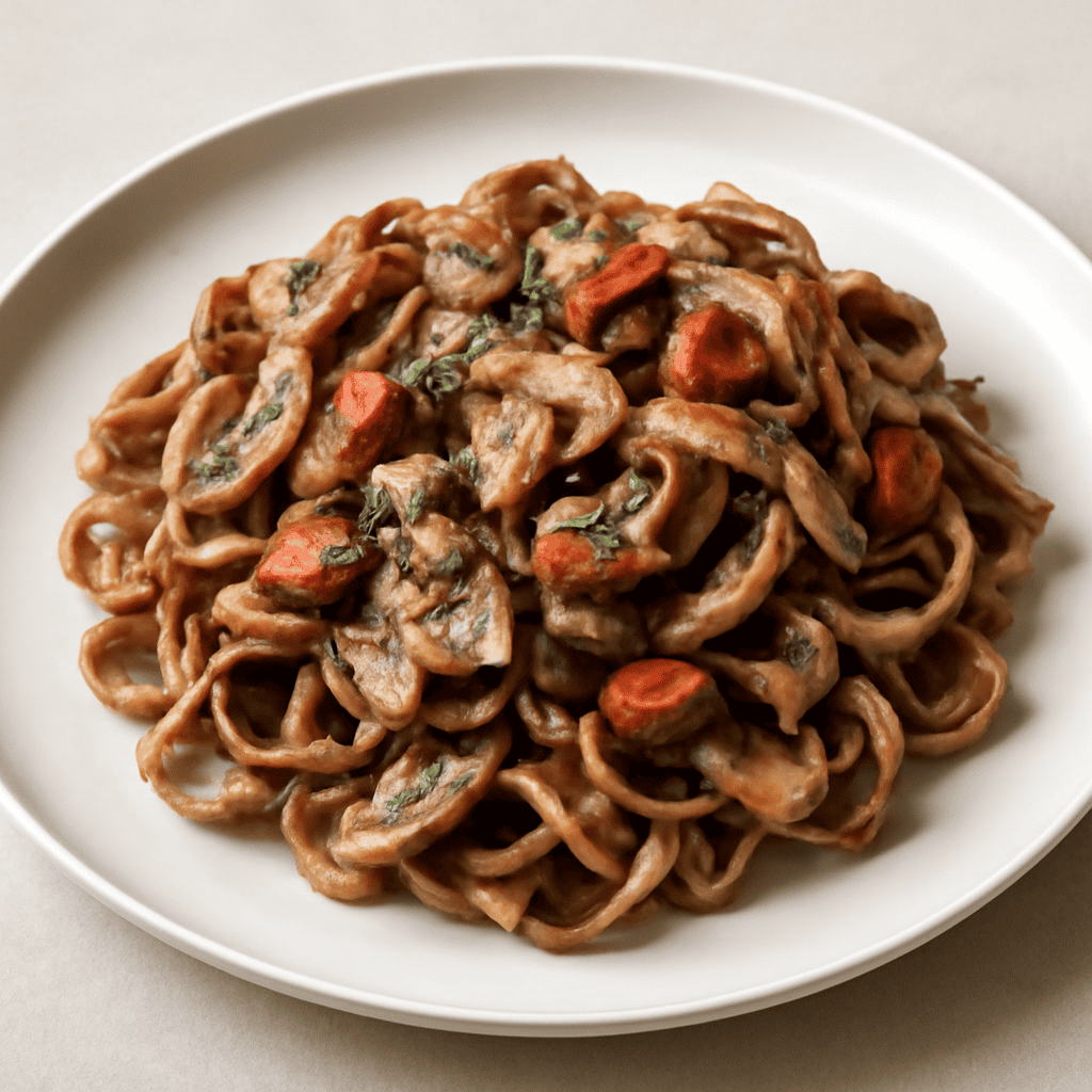 Tagliatelle di farina di castagne ai funghi porcini e pancetta croccante