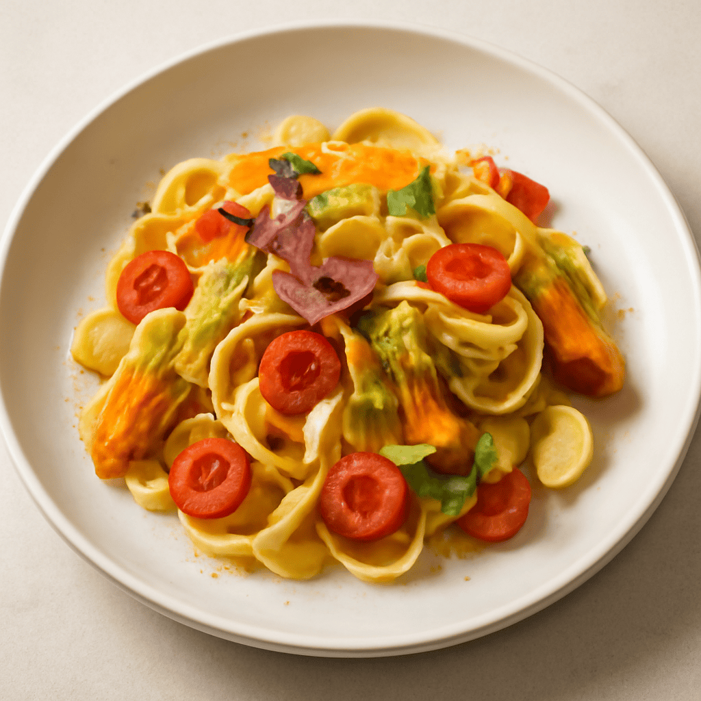 Tagliatelle fiorite sul mare