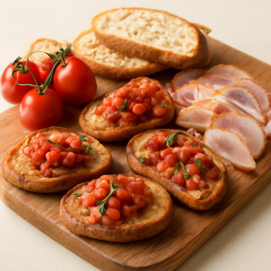 tagliere con Bruschetta di maiale