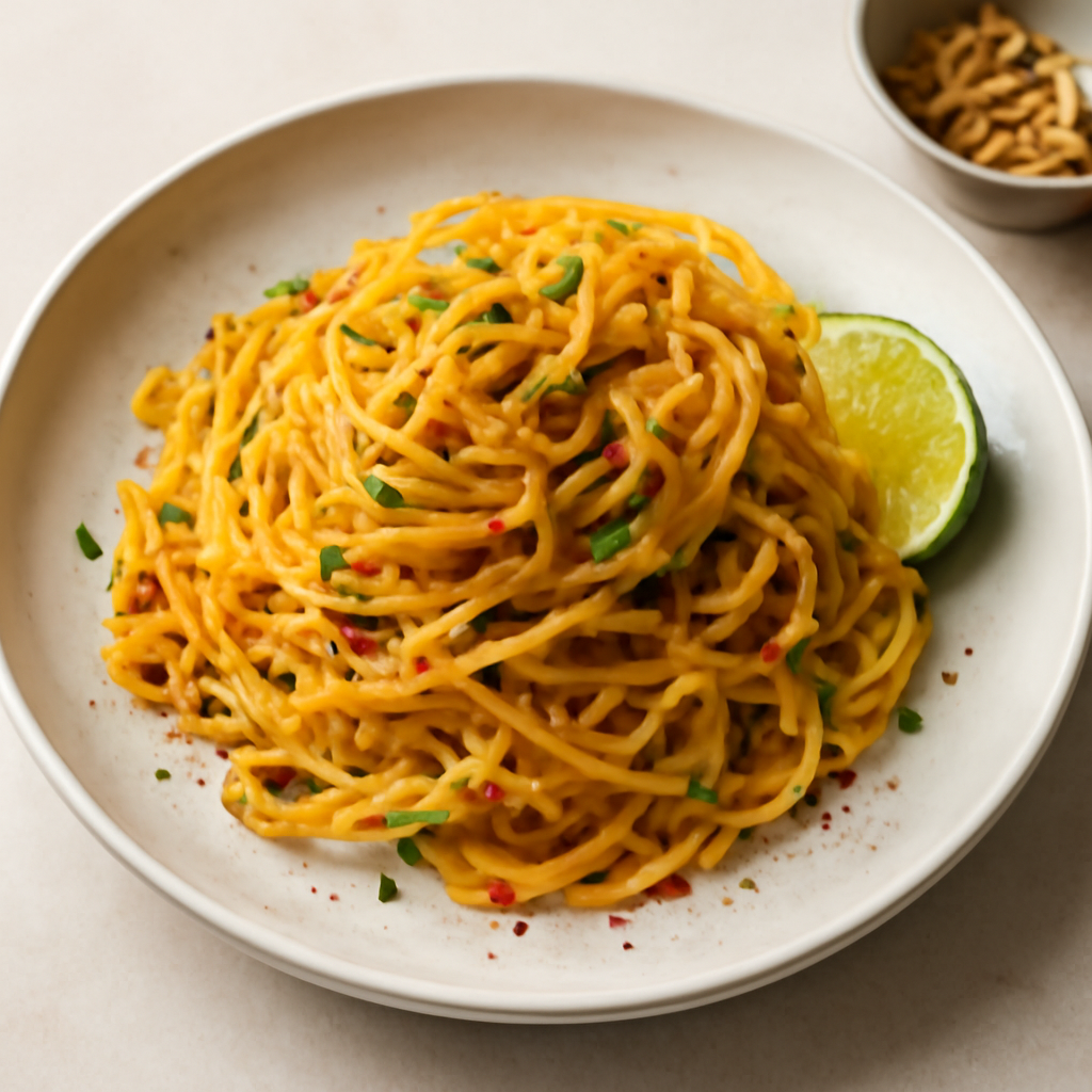 tagliolino pepe nero erba cipollina lime paprika e pinoli tostati