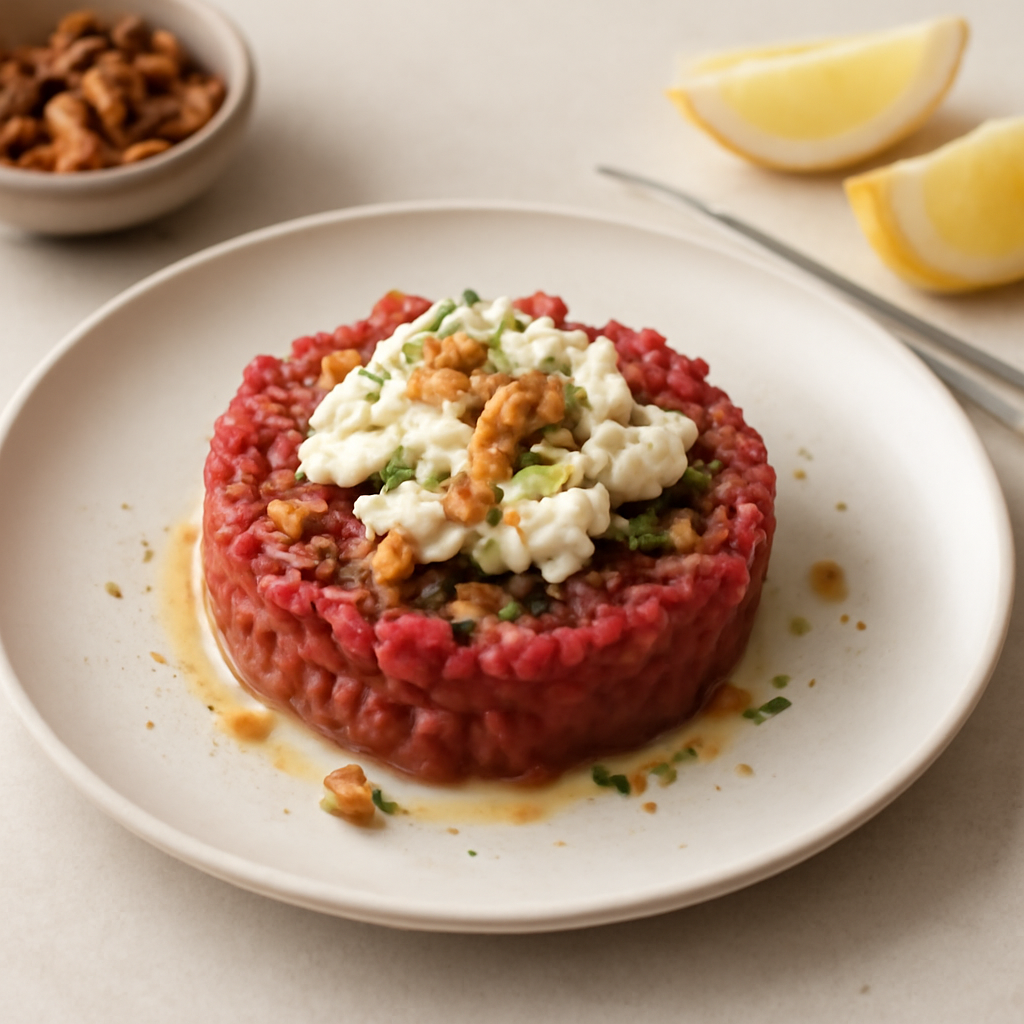Tartara di manzo con formaggio caprino