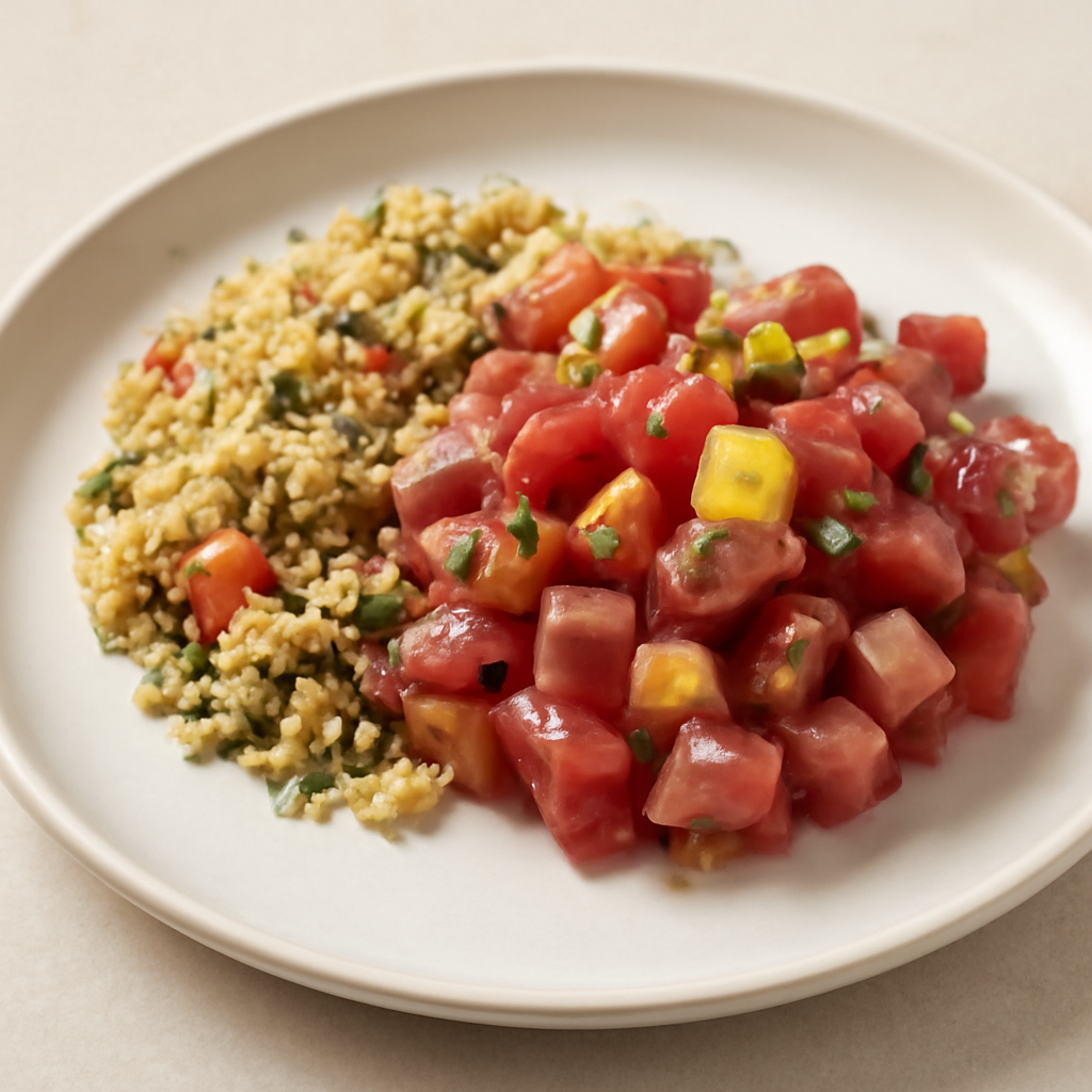 Tartare di tonno rosso e tabulè mediterraneo