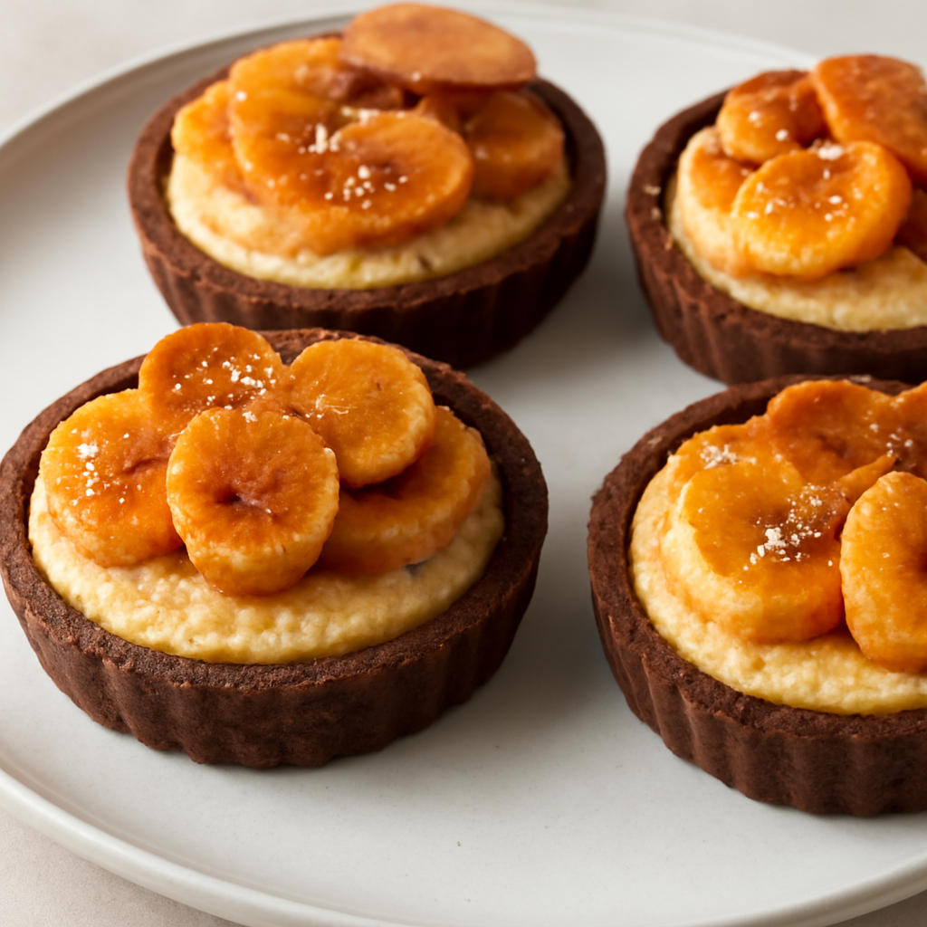 Tartellette al cocco e banane caramellate