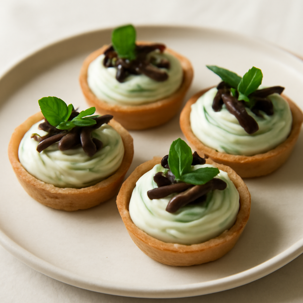 Tartellette con mousée alla menta