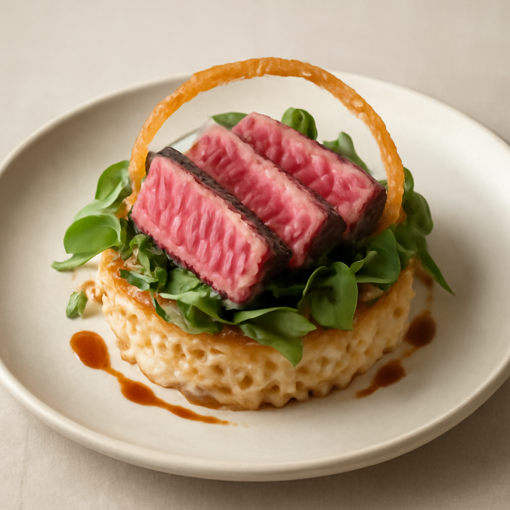 Tataki di manzo in cestino di riso