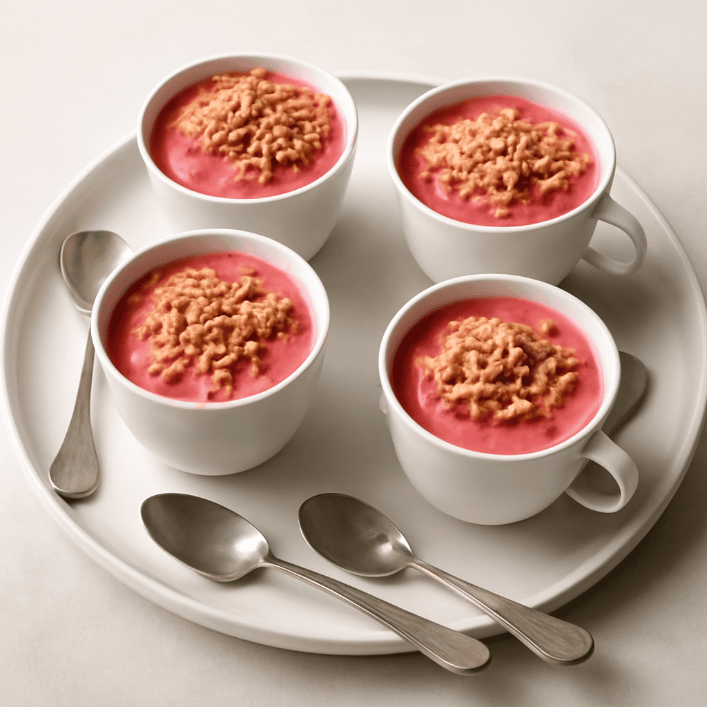 Tazzine di zabaglione all’alchermes con cucchiaini di streuzel