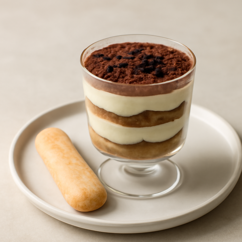 Tiramisù al bicchiere con bisquit savoiardo