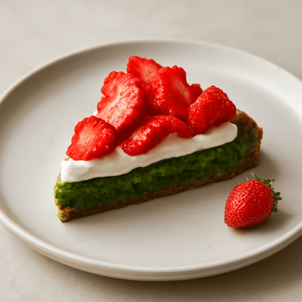 Torta agli spinaci con fragole e panna