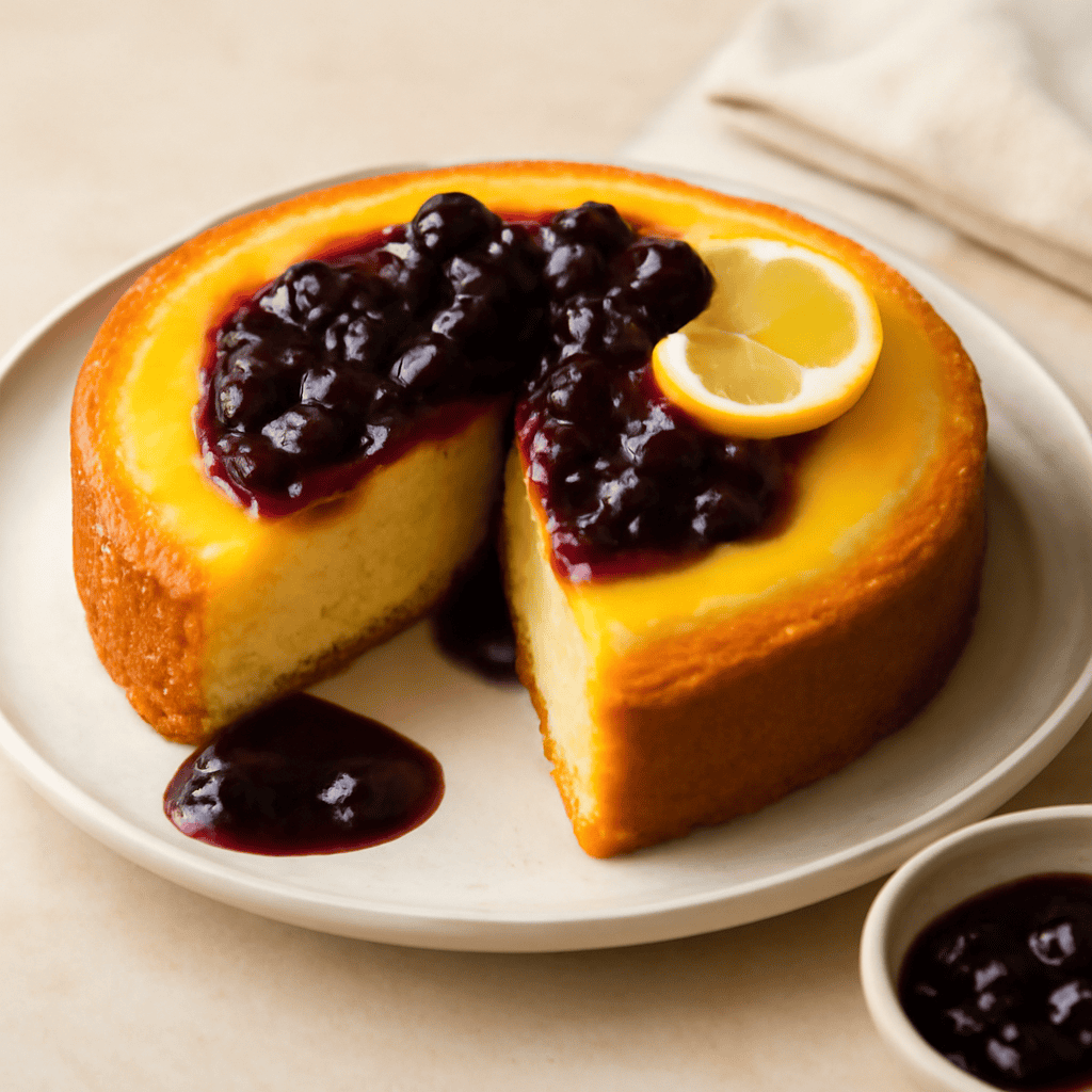 Torta al limone con coulise di mirtilli