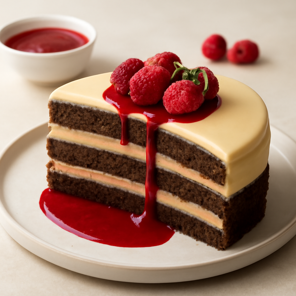 Torta caffè e lamponi