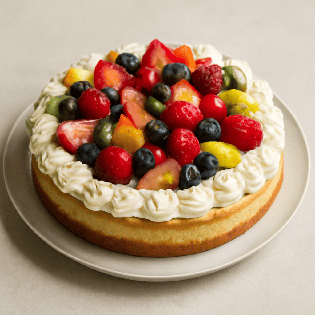 Torta con crema e frutta stampo 22 cm: