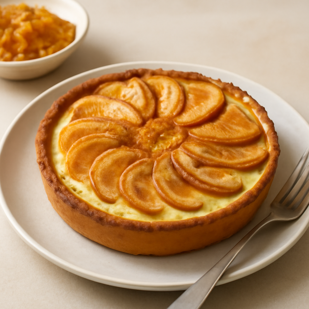 Torta con crema, mele e cannella