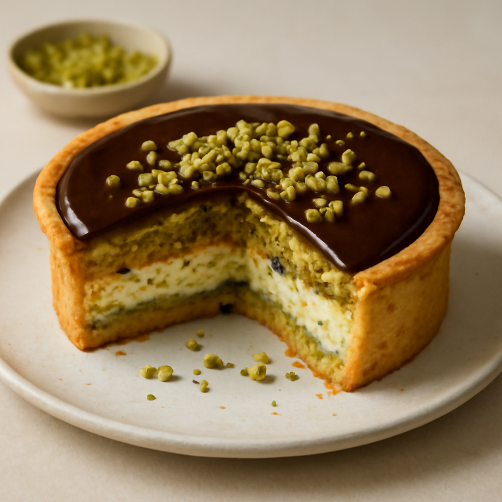 Torta da credenza ricotta e pistacchio