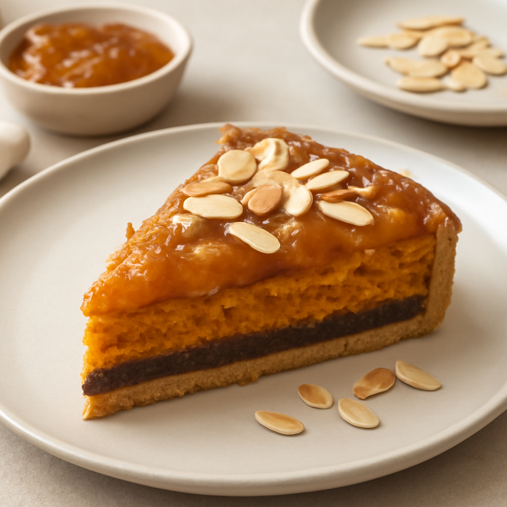 Torta di carote e zenzero con confettura di mele e mandorle