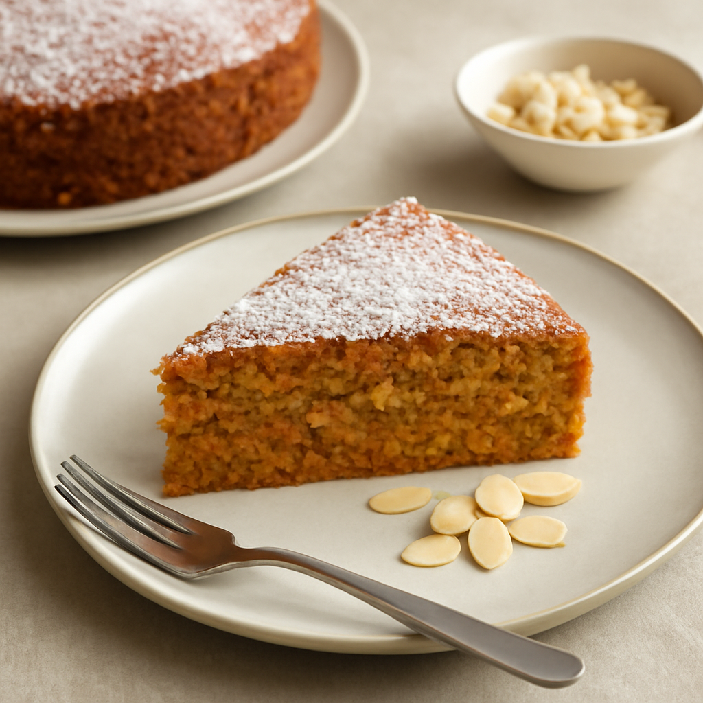 Torta di farina di riso, carote e mandorle