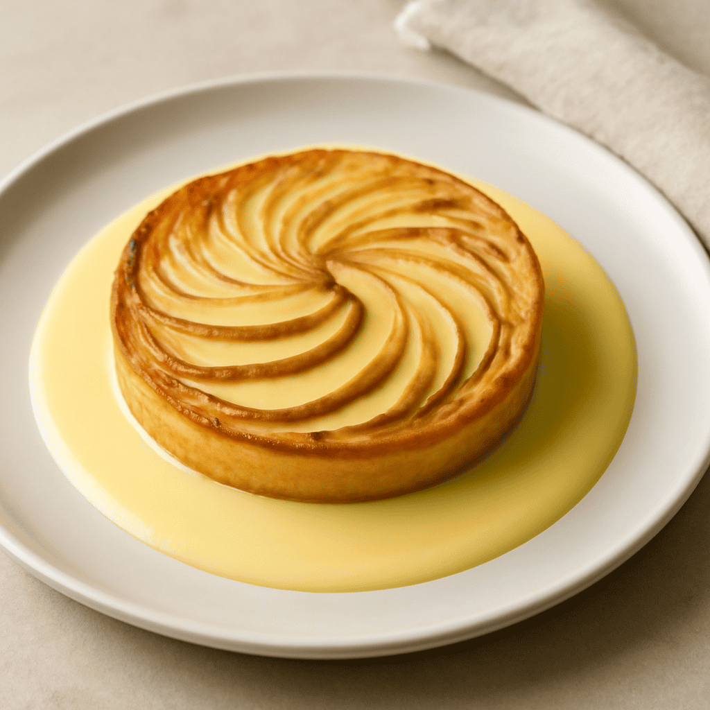 Torta di mele su crema inglese