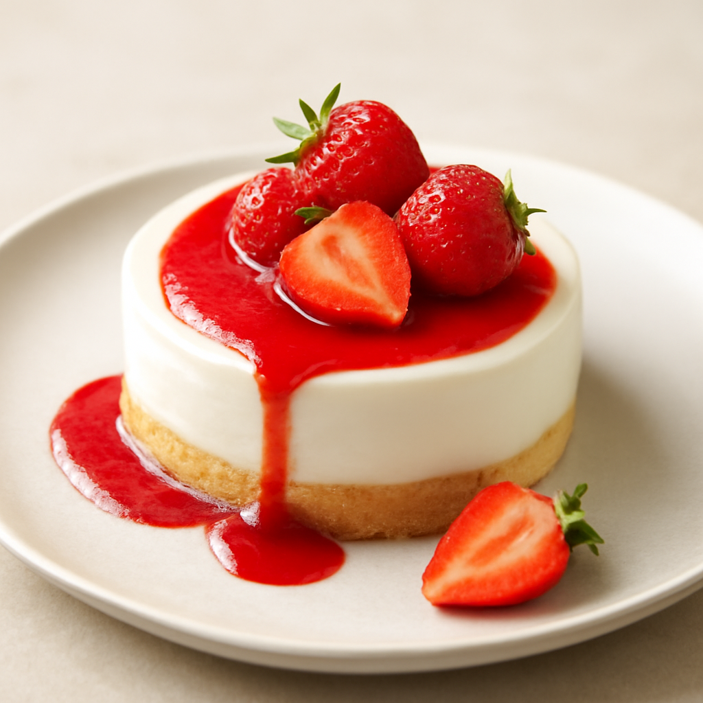 Torta fredda allo yogurt con coulys alle fragole