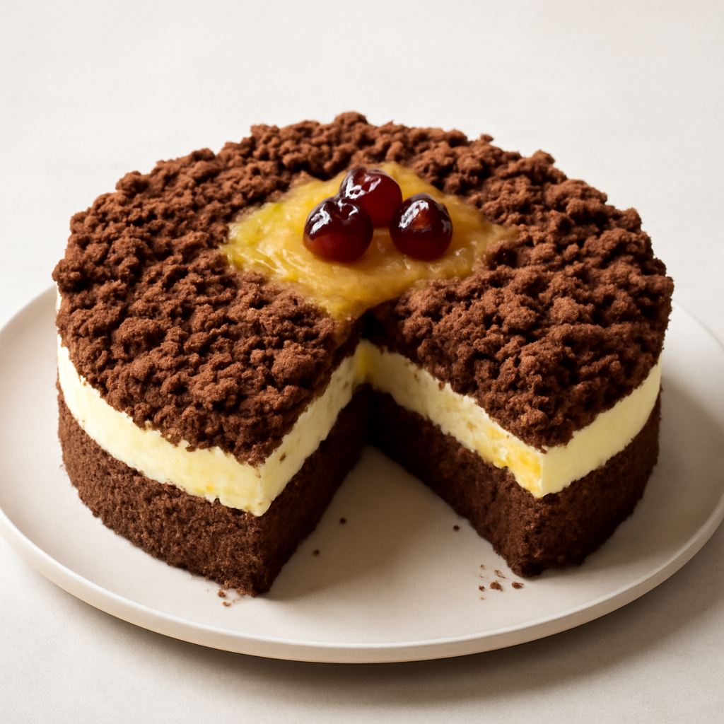 Torta MIMOSA al CACAO con crem diplomatica e gelè di limone
