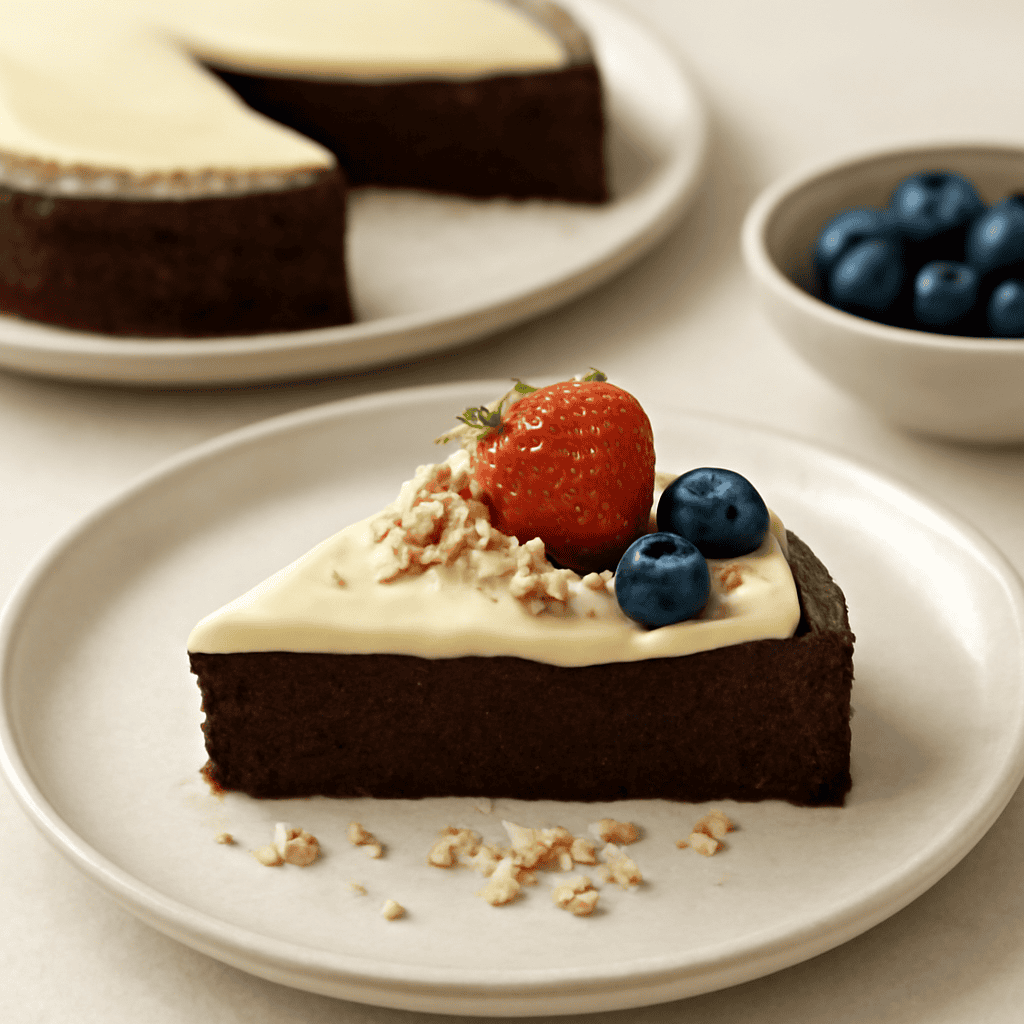 Torta tenerina e ganache al cioccolato bianco