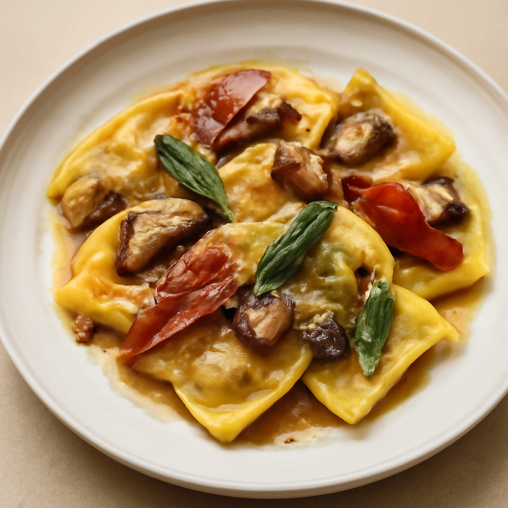 Tortelli ai funghi porcini speck burro e salvia