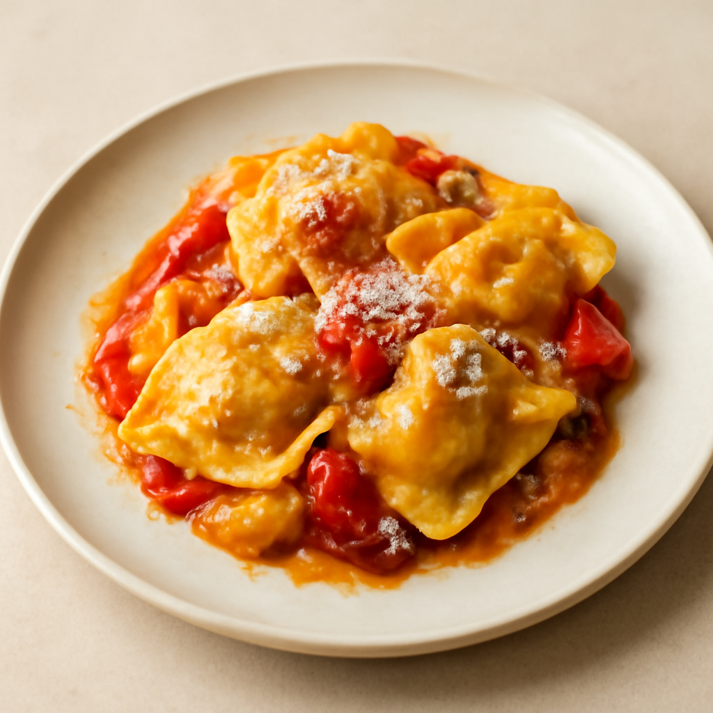 Tortelli parmigiana ai due pomodori