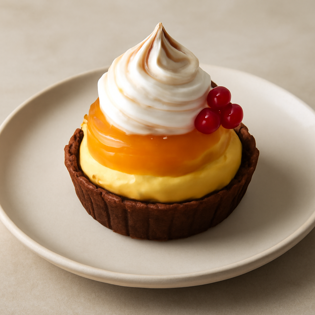 Tortini con mousse di arancia e gelatina al rum