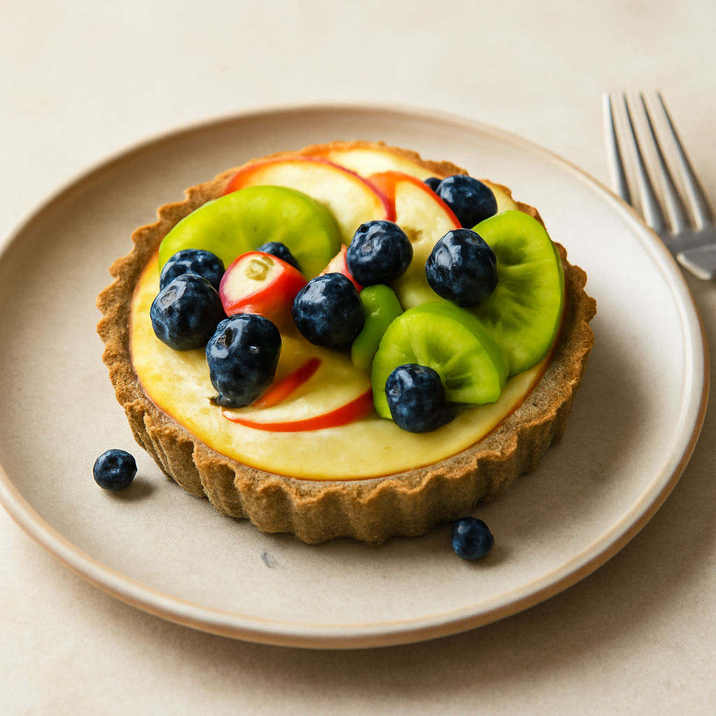 Tortini di frutta in frolla alla canapa con crema limone e ginepro