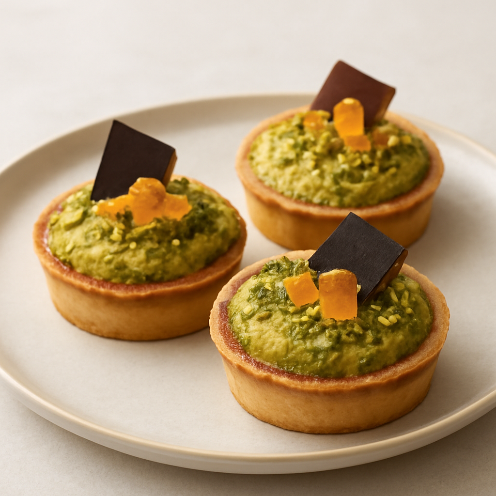 TORTINI FRANGIPANE AL PISTACCHIO E ARANCIO