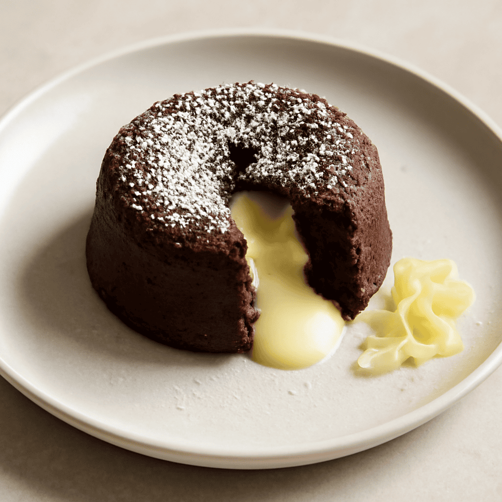 tortino al cioccolato con cuore fondente bianco