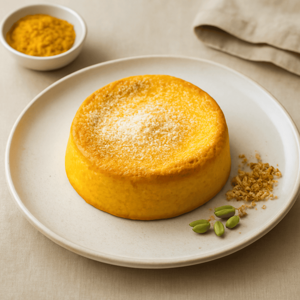Tortino alla ricotta aromatizzato con curcuma e cardamomo