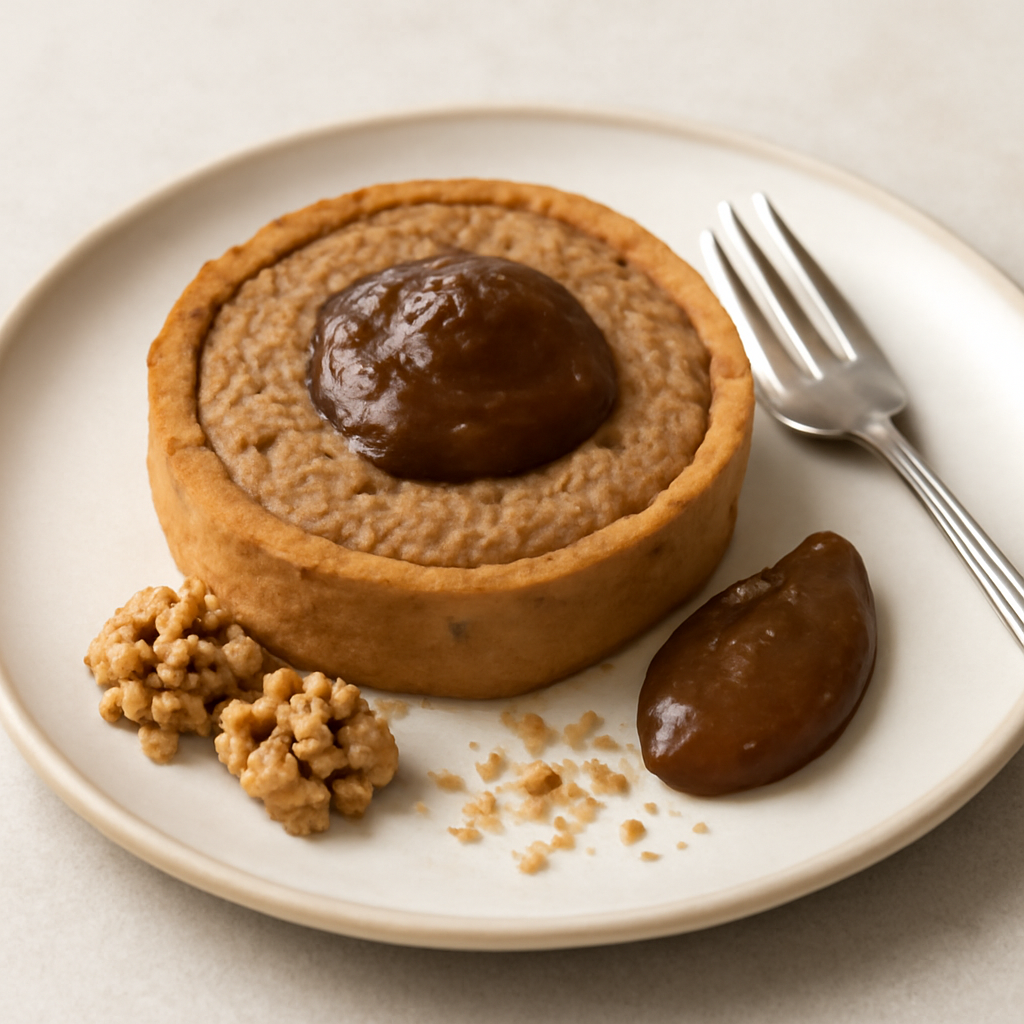 Tortino alle noci con marmellata di marroni .