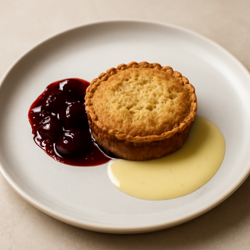 Tortino con frangipane alle nocciole e crema inglese