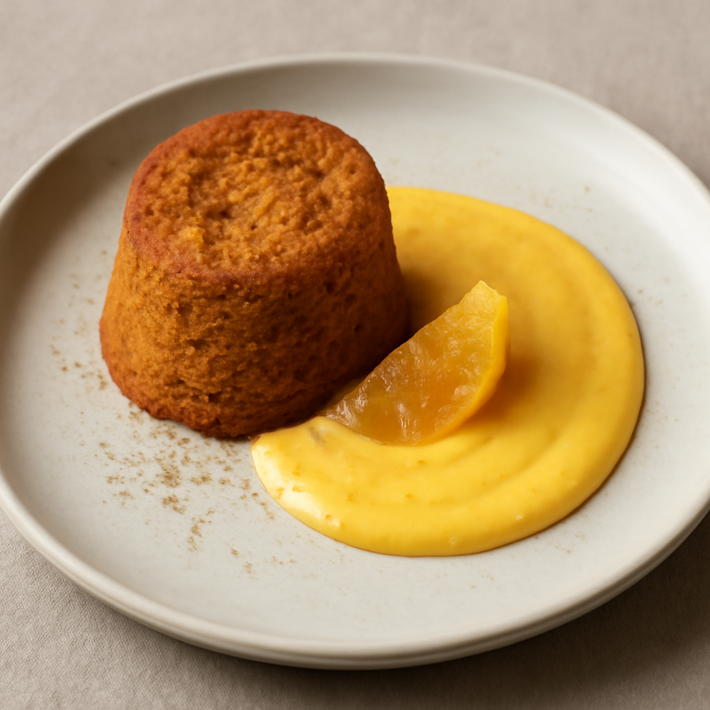 tortino di carote e crema pasticcera al mandarino