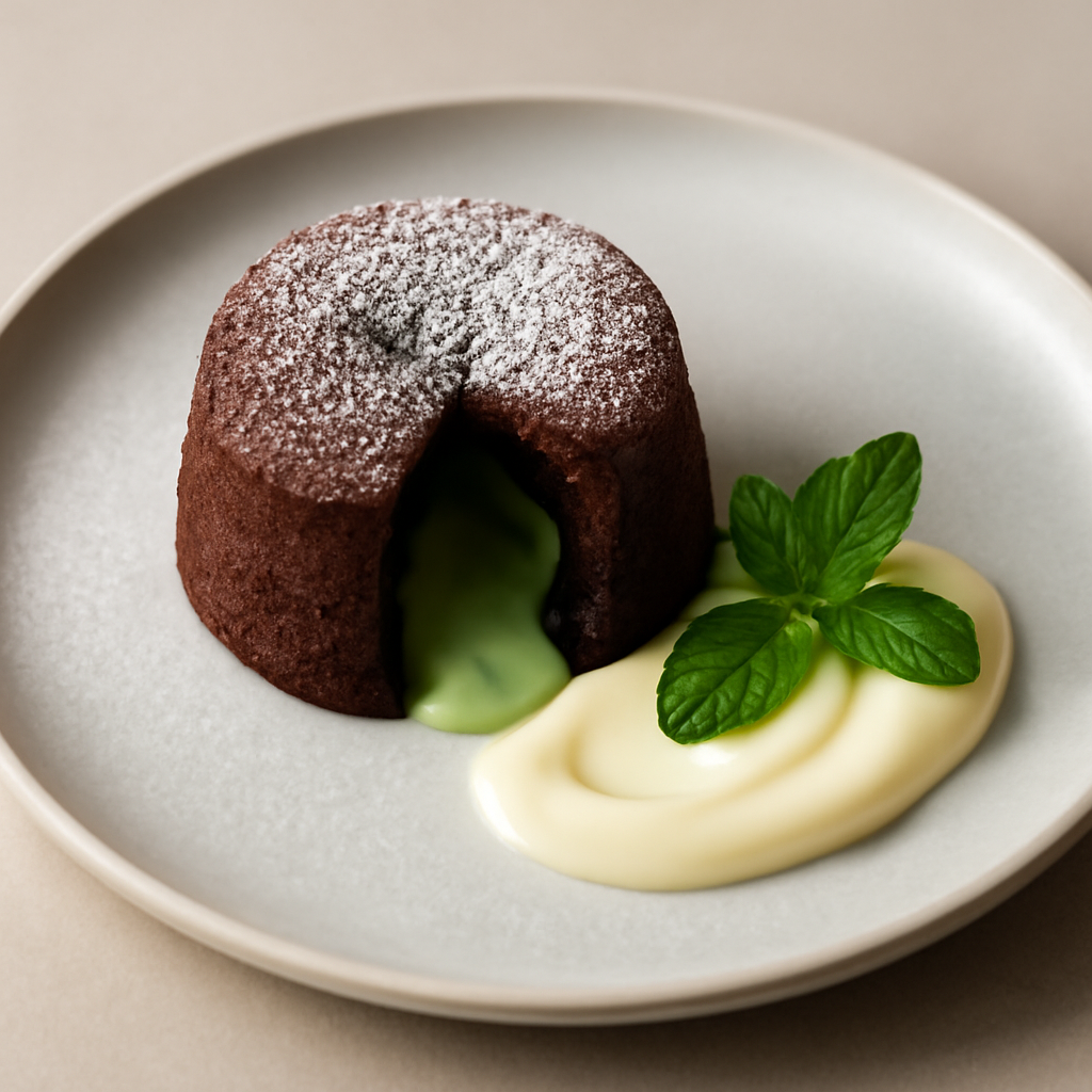 Tortino di cioccolato al cuore di menta
