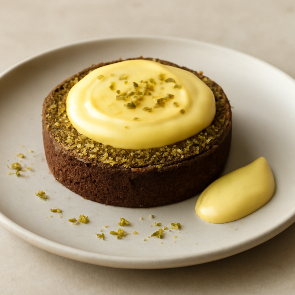 Tortino di frangipane al pistacchio e crema al limone