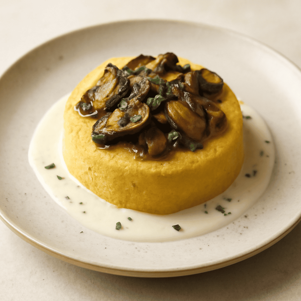 Tortino di polenta con funghi