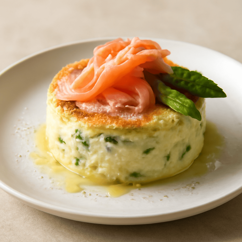 Tortino di ricotta con salmone e asparagi