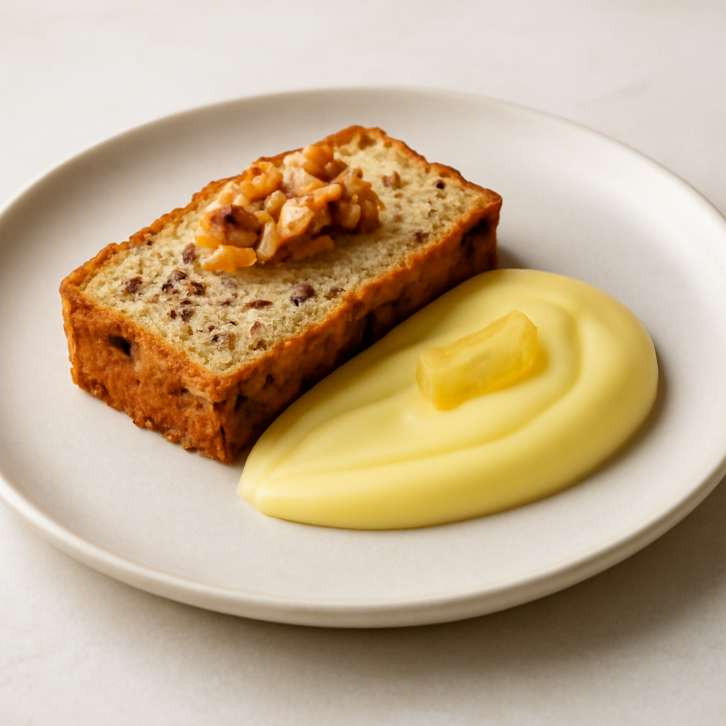 Trancetto di ricotta e noci con crema allo zenzero