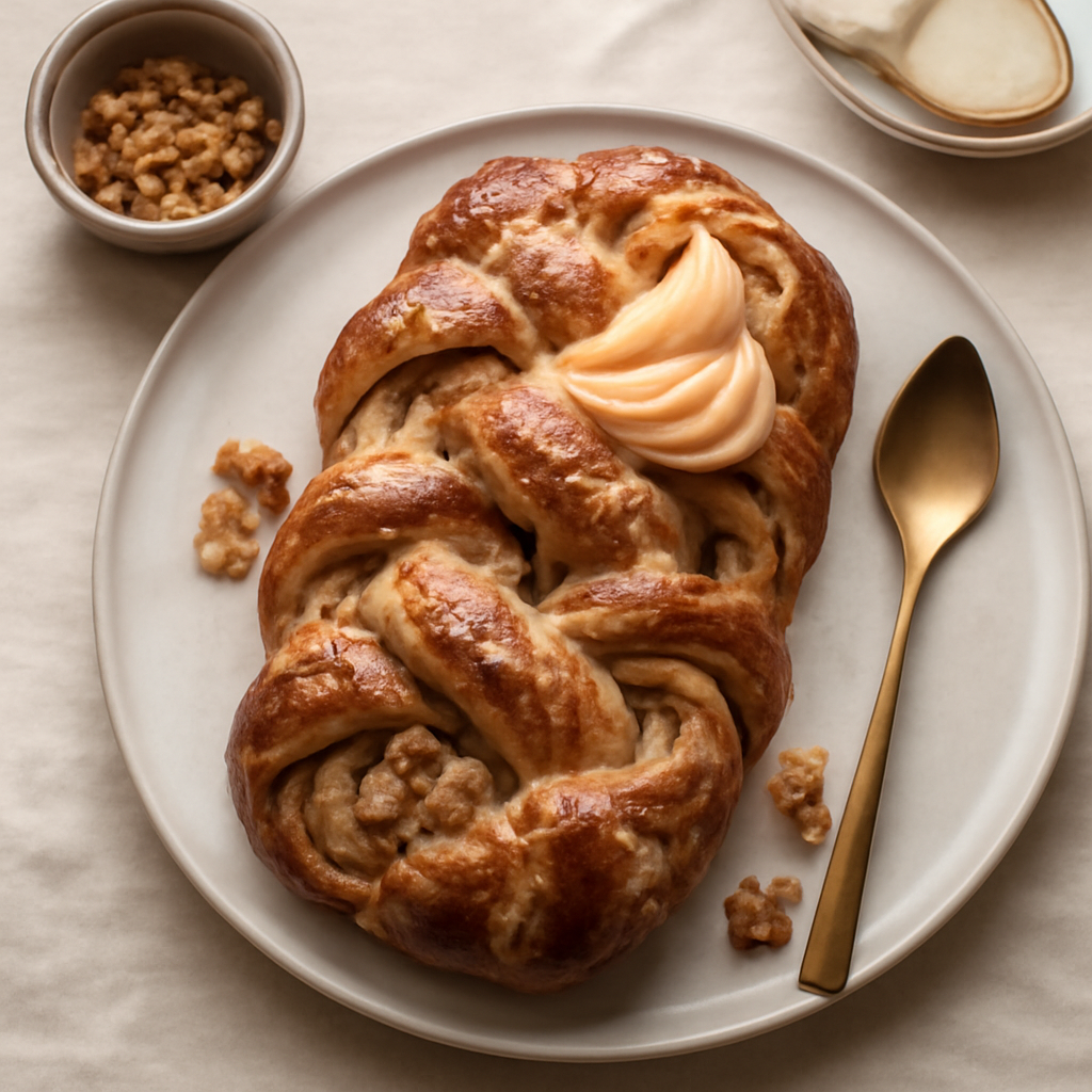 Treccia lievitata alle pere,noci e rum