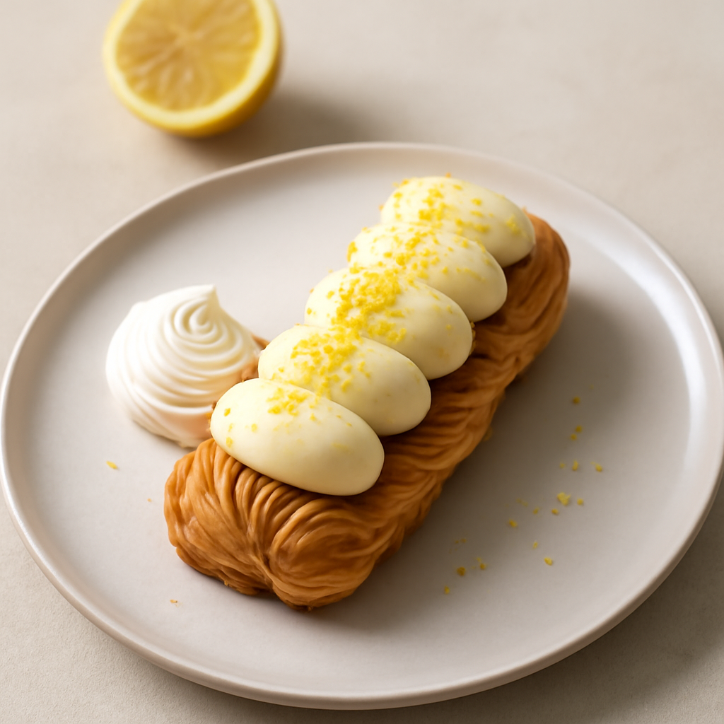 treccia millefoglie con mousse al limone