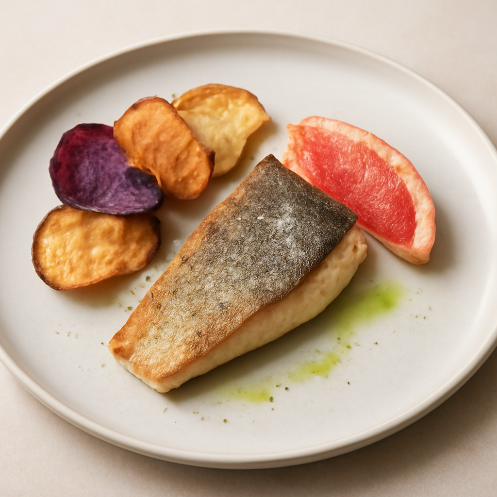 Trota aromatizzata con tris di chips croccanti