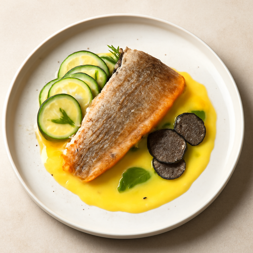 Trota e tartufo in botte con salsa allo zafferano